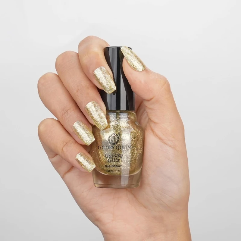 Colors Queen Galaxy Glitz Nail Lacquer | Glossy Nail Polish | Long Lasting | Chip Resisting Formula, Effortless Application | Vegan and Cruelty Free (124 - Paparazi, 17ml) - Thumbnail 2